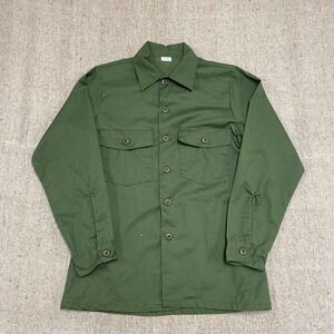 Vintage Button Up Utility Shirt Mens small Green Selma USGI OG-507  15 1/2x33